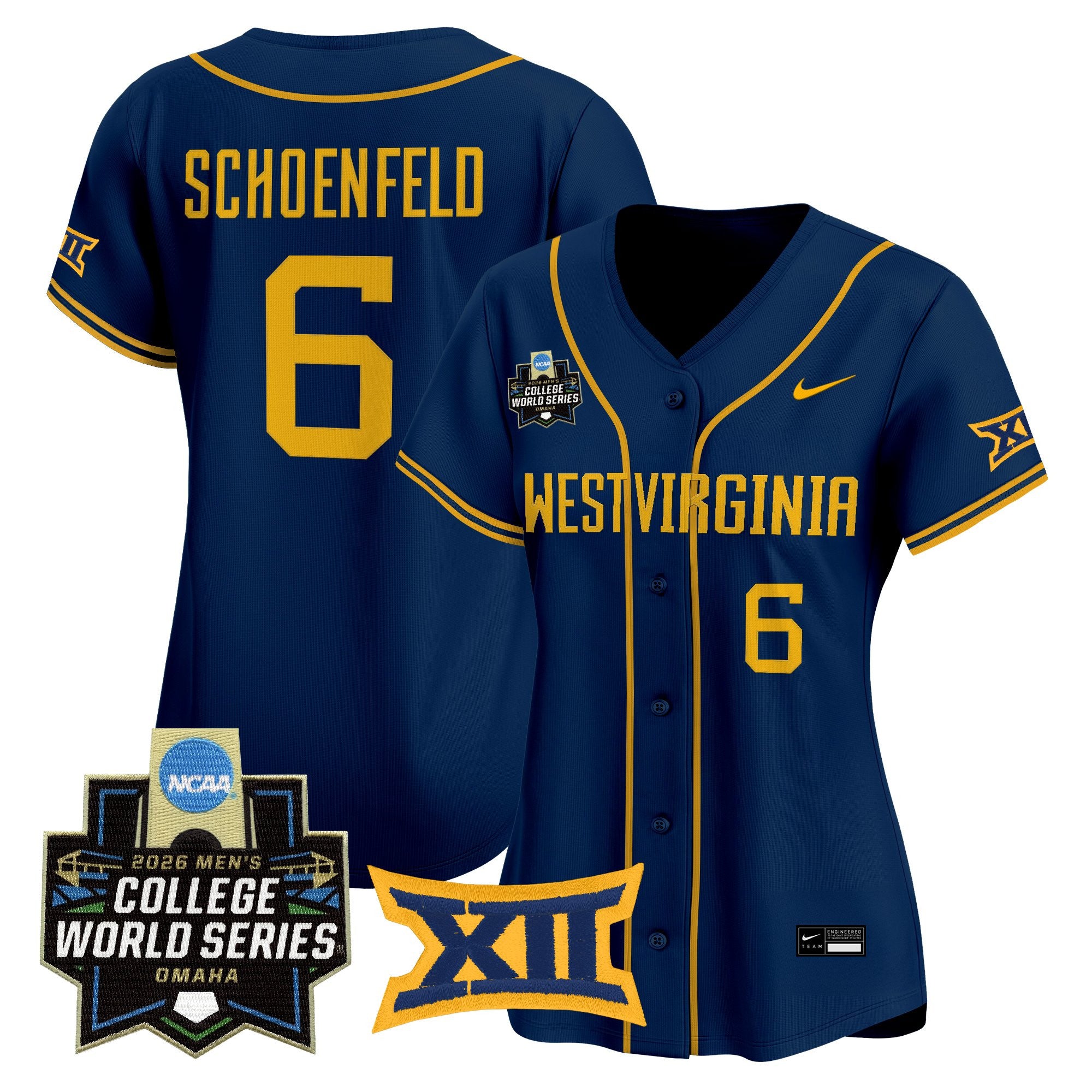 Women's West Virginia Mountaineers 2026 World Series Patch Vapor Premier Limited Jersey - All Stitched