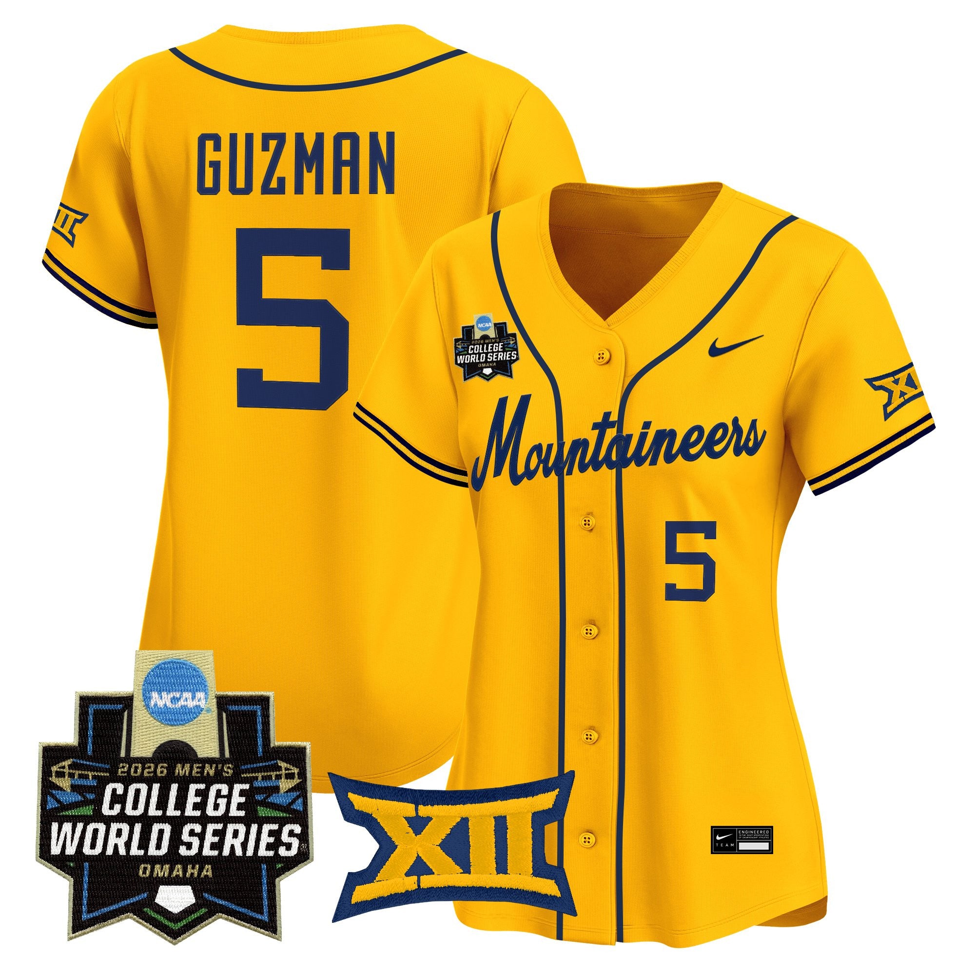 Women's West Virginia Mountaineers 2026 World Series Patch Vapor Premier Limited Jersey - All Stitched