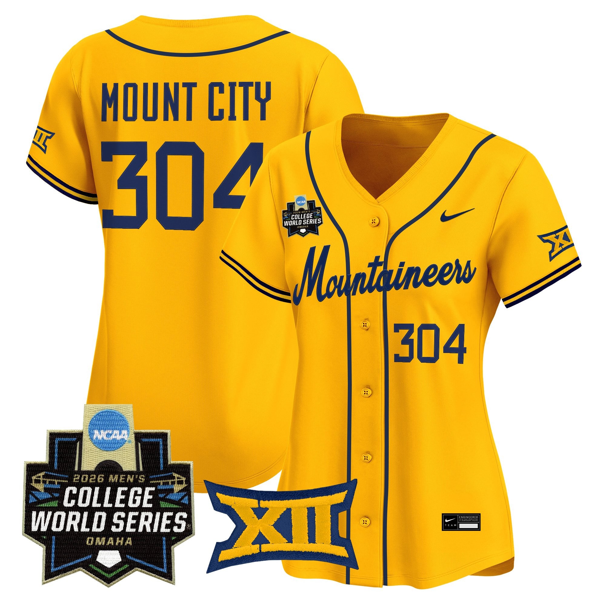 Women's West Virginia Mountaineers 2026 World Series Patch Vapor Premier Limited Jersey - All Stitched