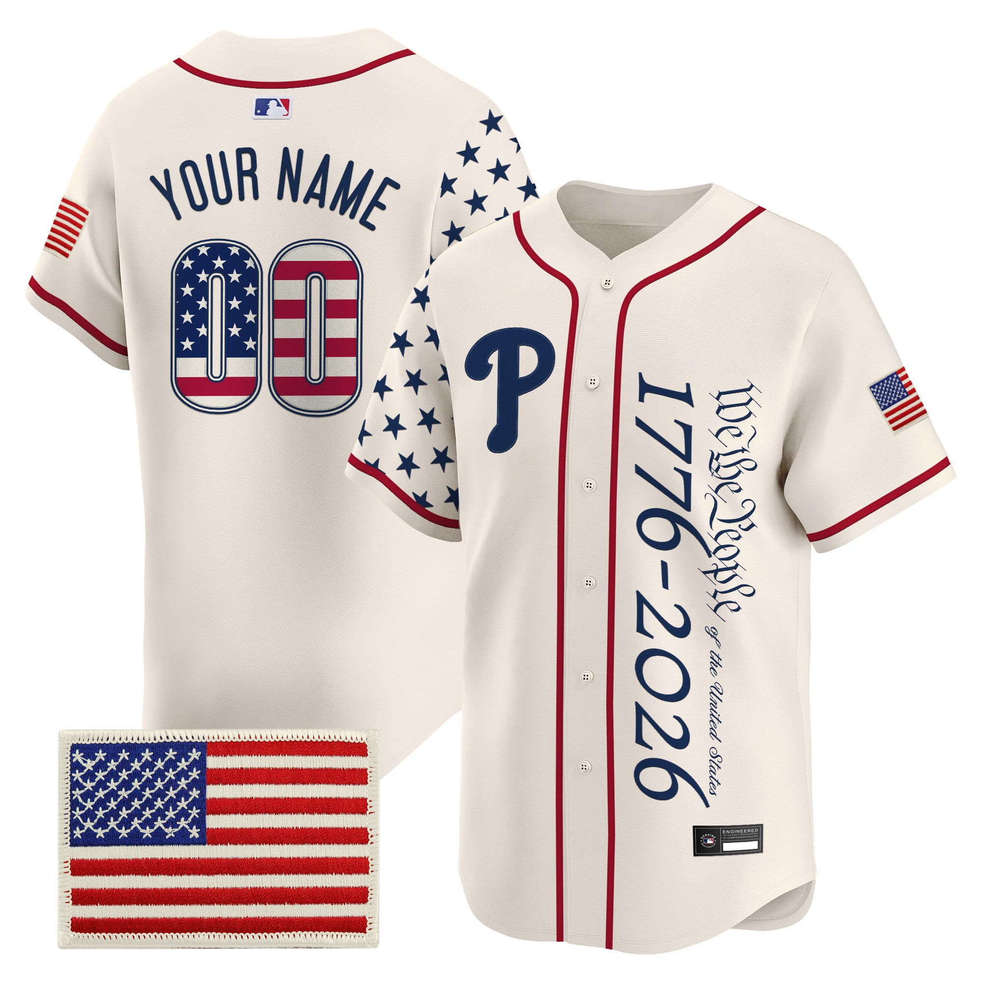 Philadelphia Phillies "America 250 Edition" Vapor Premier Limited Custom Jersey V2 - Stitched