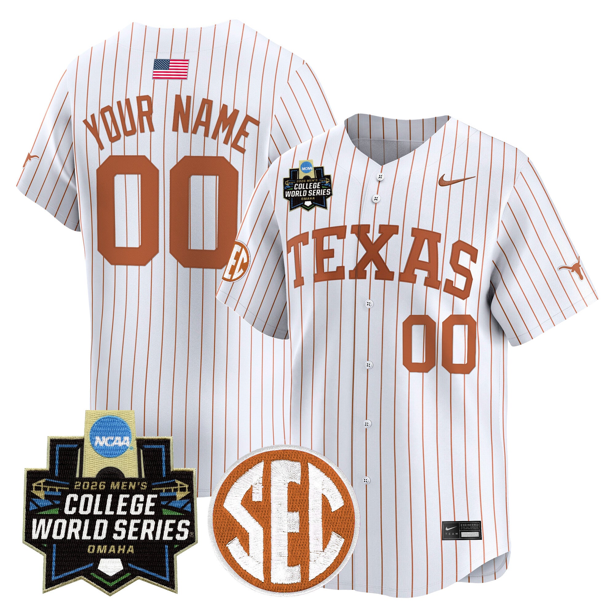 Texas Longhorns 2026 World Series Vapor Premier Limited Custom Jersey V2 - All Stitched