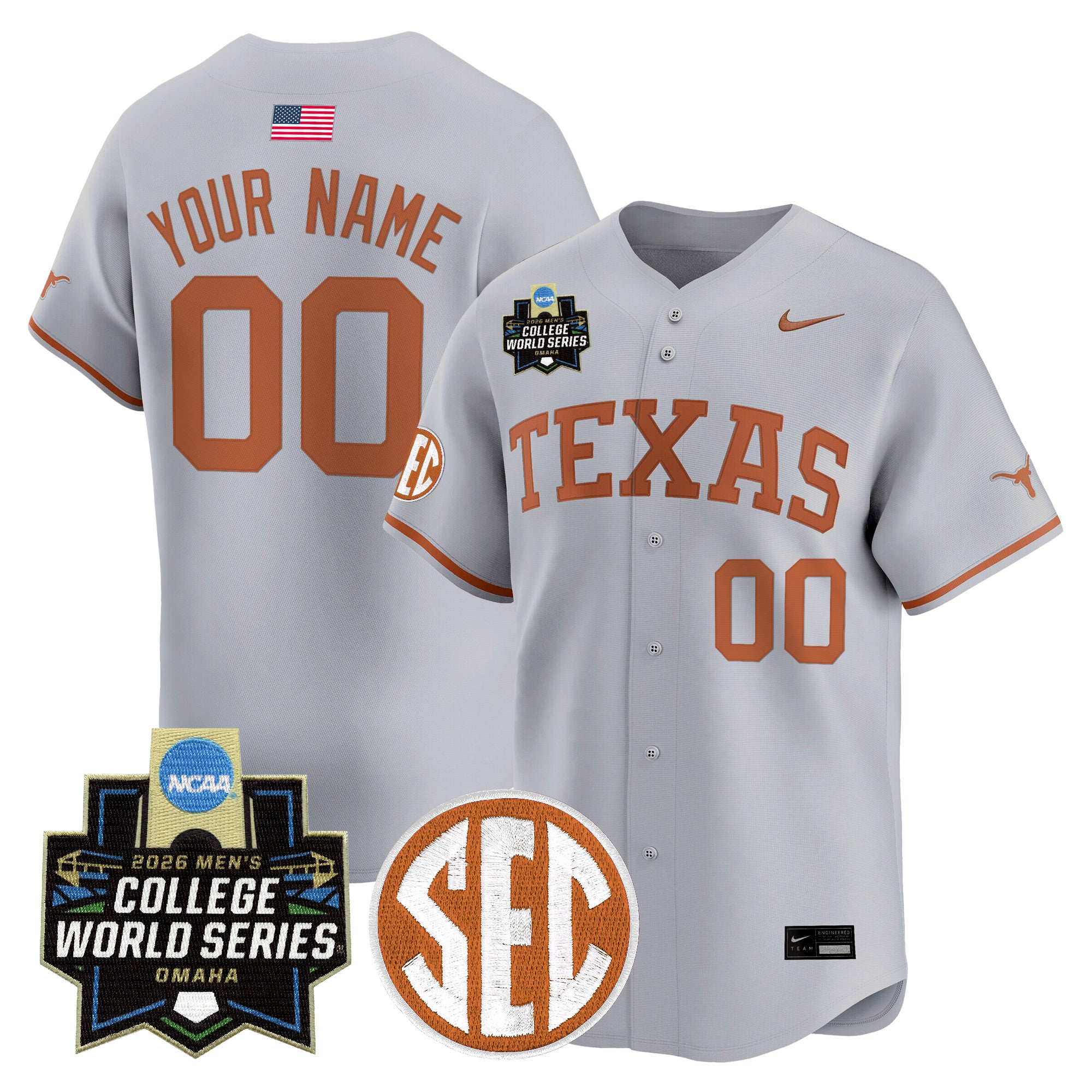 Texas Longhorns 2026 World Series Vapor Premier Limited Custom Jersey V2 - All Stitched