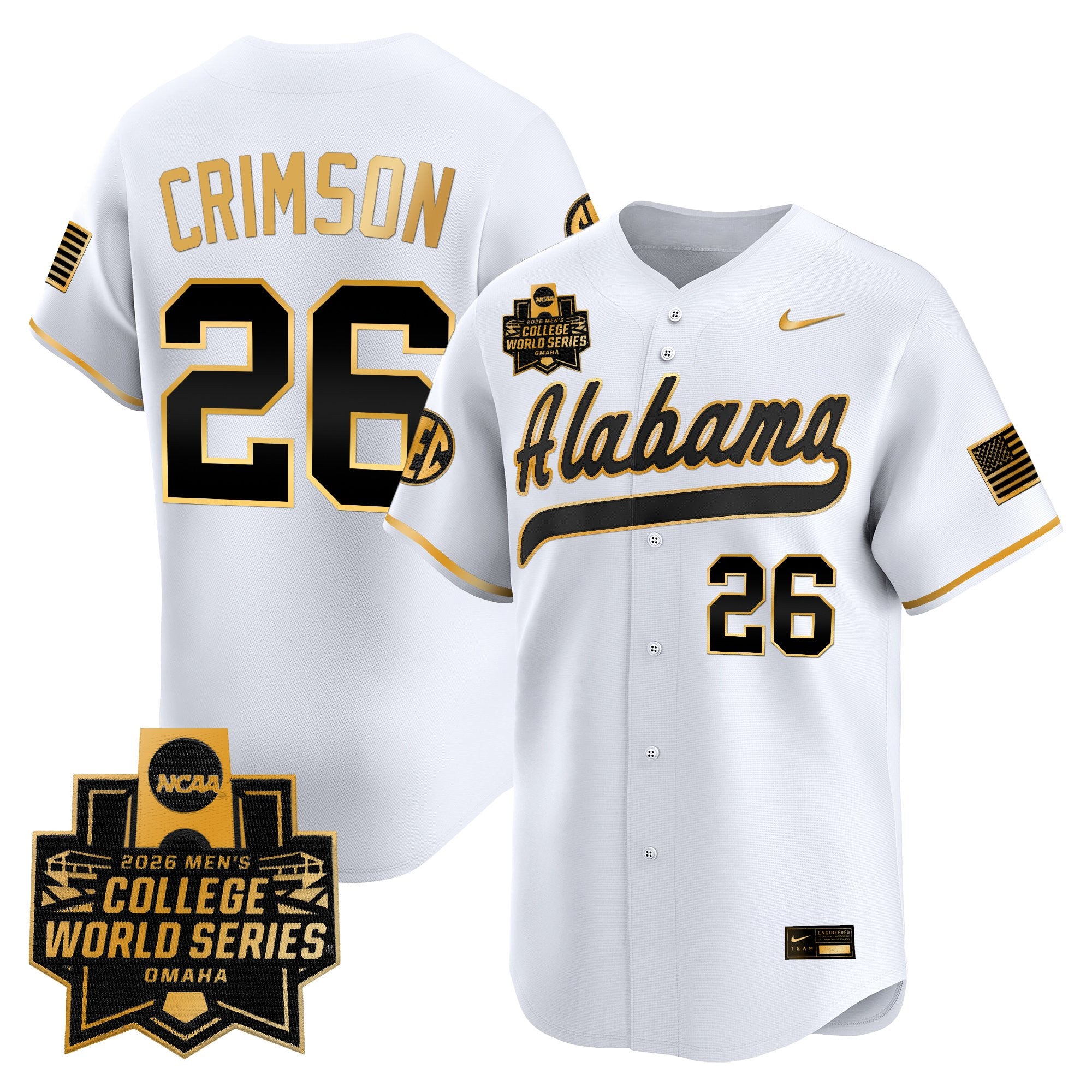 Men's Alabama Crimson Tide 2026 World Series Vapor Premier Limited Jersey V2 - All Stitched