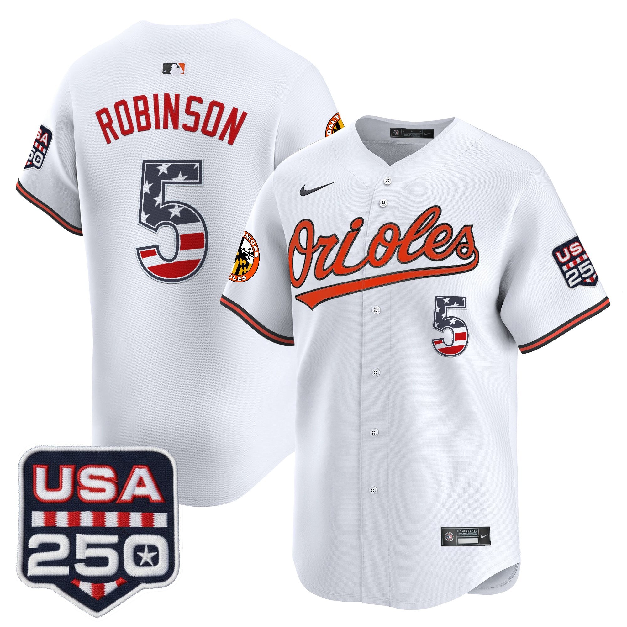 Men's Baltimore Orioles USA 250 Fourth of July Vapor Premier Limited Jersey - All Stitched