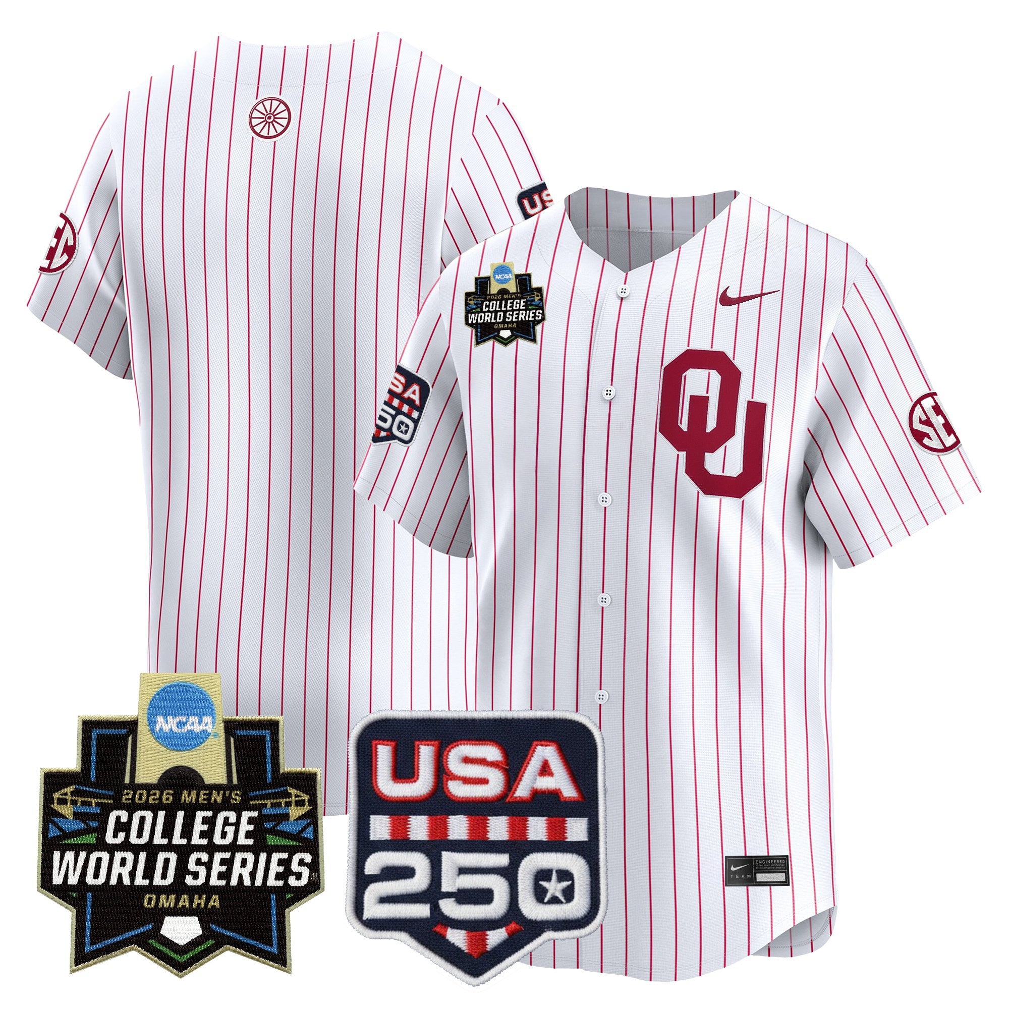 Men's Oklahoma Sooners 2026 World Series Vapor Premier Limited Jersey - 250 America Patch - All Stitched