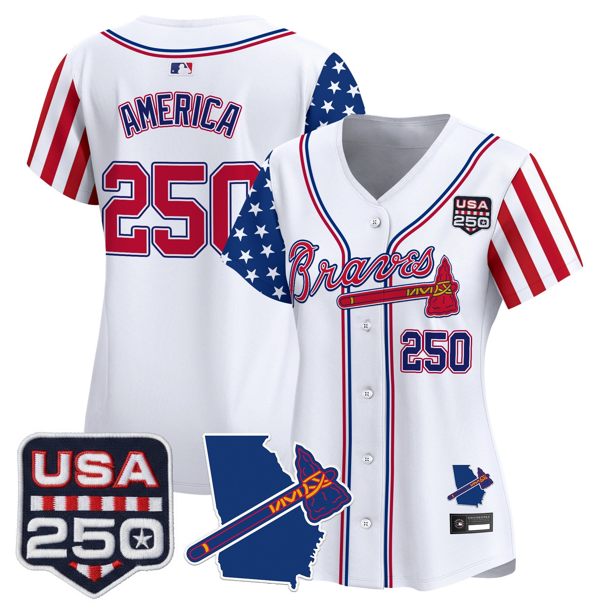 Women's Atlanta Braves "America 250 Edition" Vapor Premier Limited Jersey - All Stitched