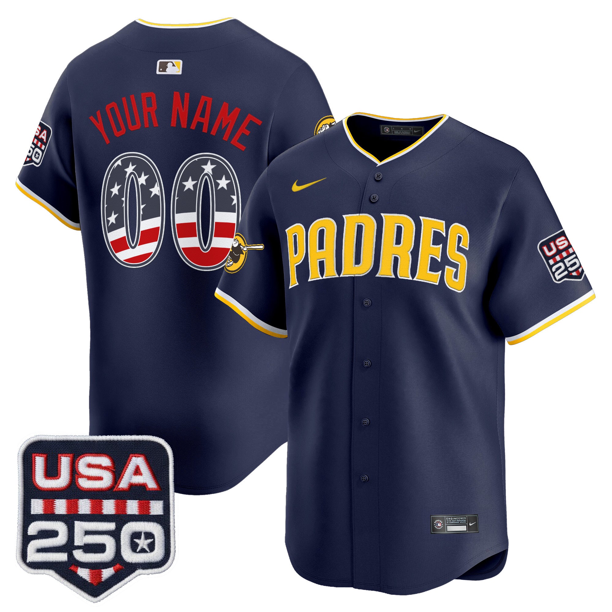 San Diego Padres USA 250 Fourth of July Vapor Premier Limited Custom Jersey - All Stitched