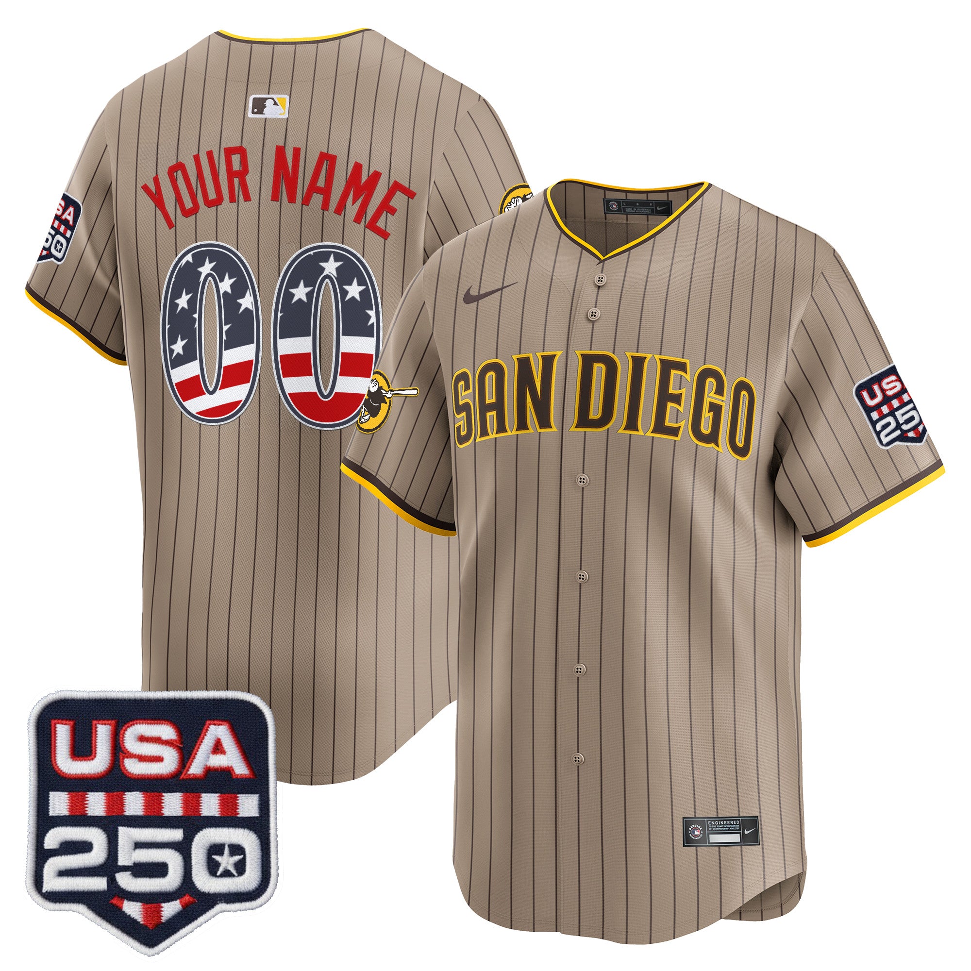 San Diego Padres USA 250 Fourth of July Vapor Premier Limited Custom Jersey - All Stitched