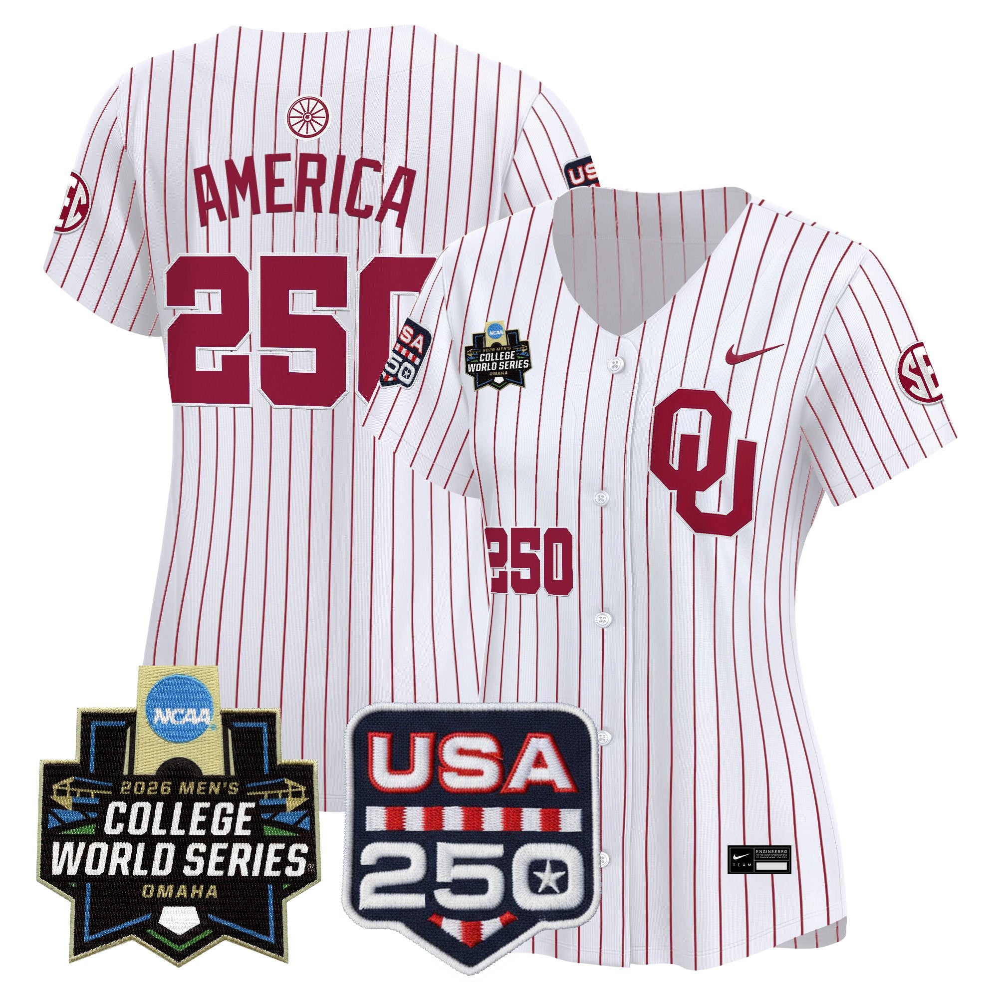 Women's Oklahoma Sooners 2026 World Series Vapor Premier Limited Jersey - 250 America Patch - All Stitched