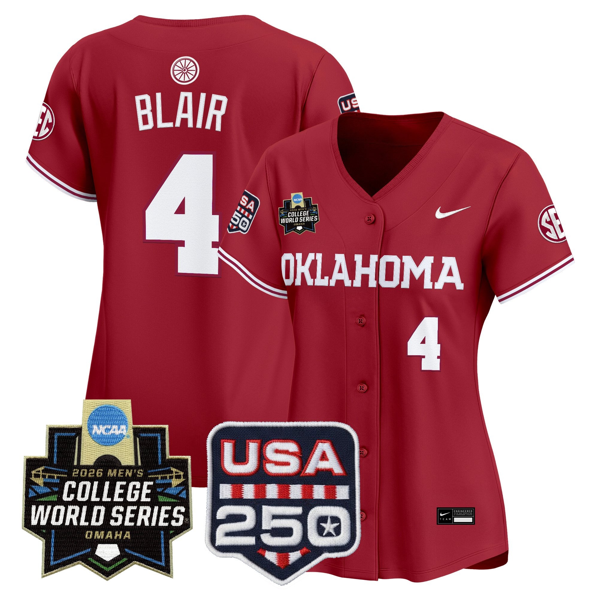 Women's Oklahoma Sooners 2026 World Series Vapor Premier Limited Jersey - 250 America Patch - All Stitched