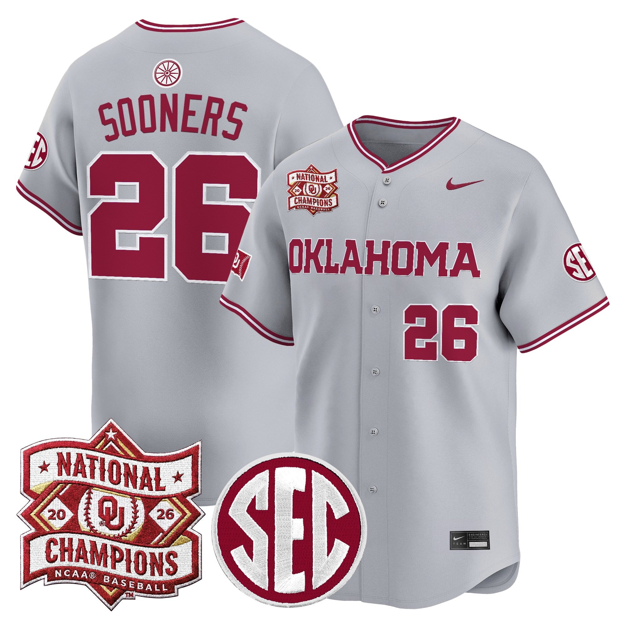 Men's Oklahoma Sooners 2026 National Champions Patch Vapor Premier Limited Jersey V2 - All Stitched