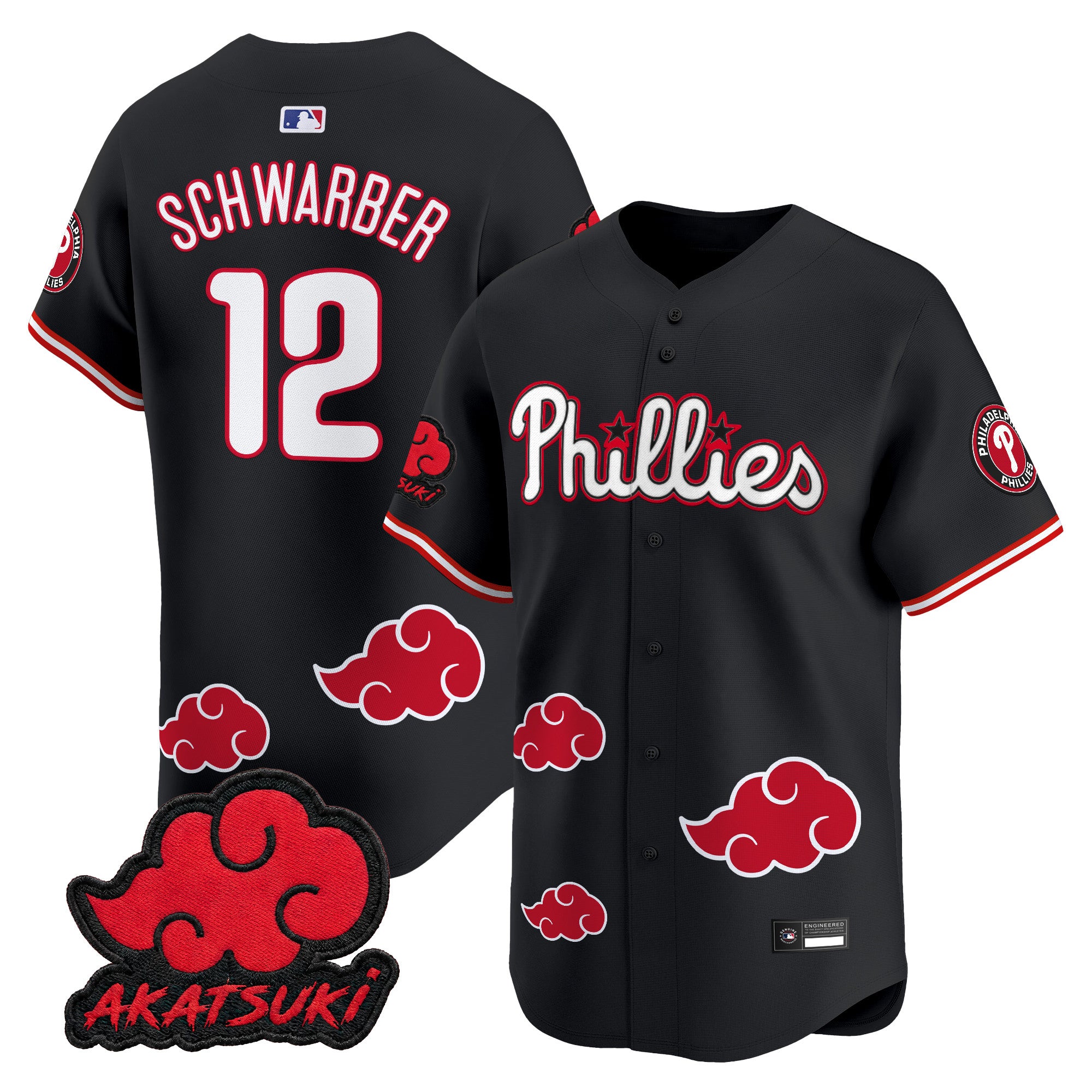 Philadelphia Phillies x Naruto "Akatsuki Edition" Vapor Premier Limited Jersey - Stitched