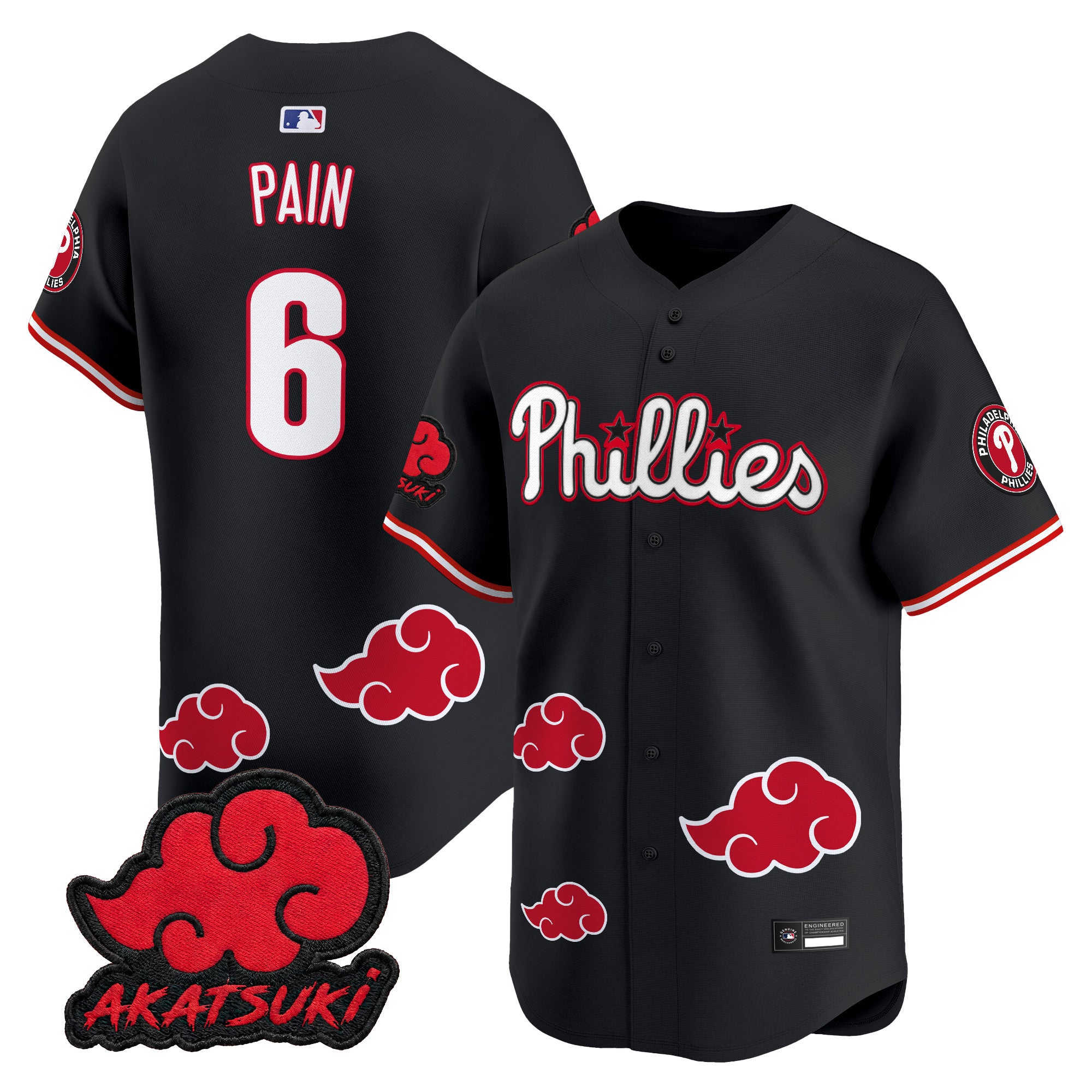Philadelphia Phillies x Naruto "Akatsuki Edition" Vapor Premier Limited Jersey - Stitched