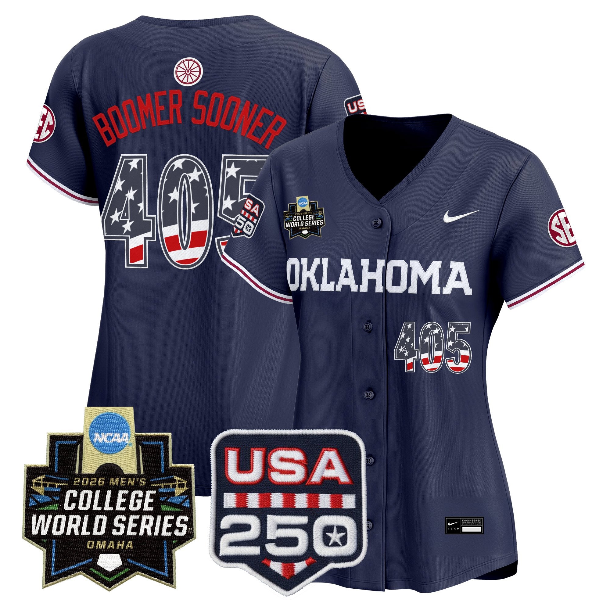 Women's Oklahoma Sooners USA 250 Fourth of July Vapor Premier Limited Jersey - 2026 World Series patch - All Stitched
