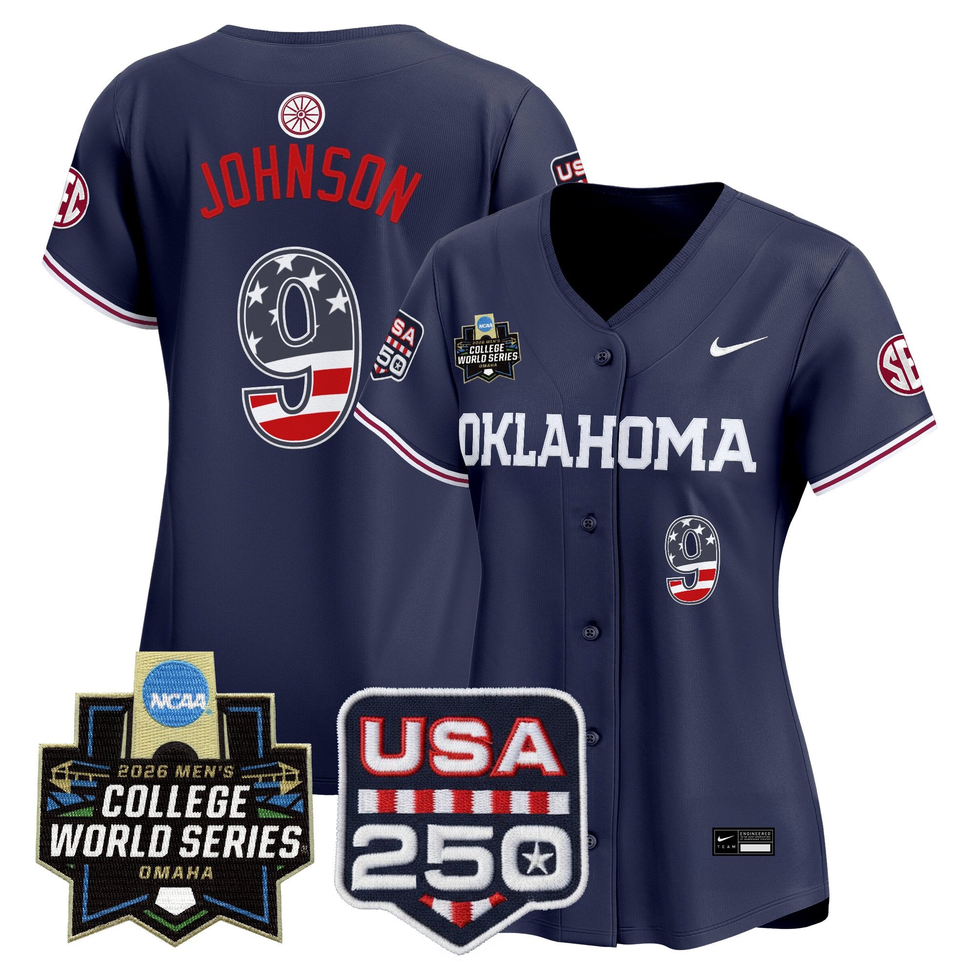 Women's Oklahoma Sooners USA 250 Fourth of July Vapor Premier Limited Jersey - 2026 World Series patch - All Stitched