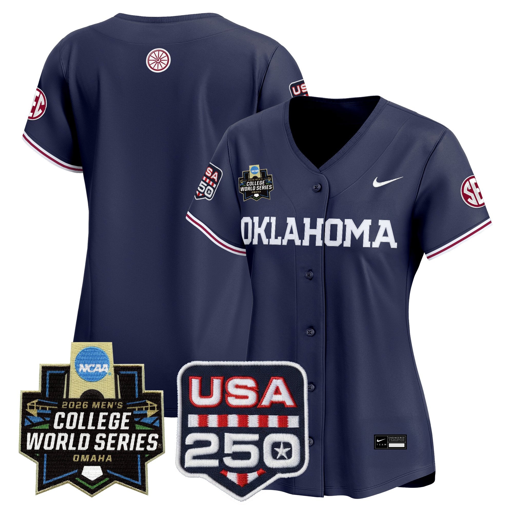 Women's Oklahoma Sooners USA 250 Fourth of July Vapor Premier Limited Jersey - 2026 World Series patch - All Stitched