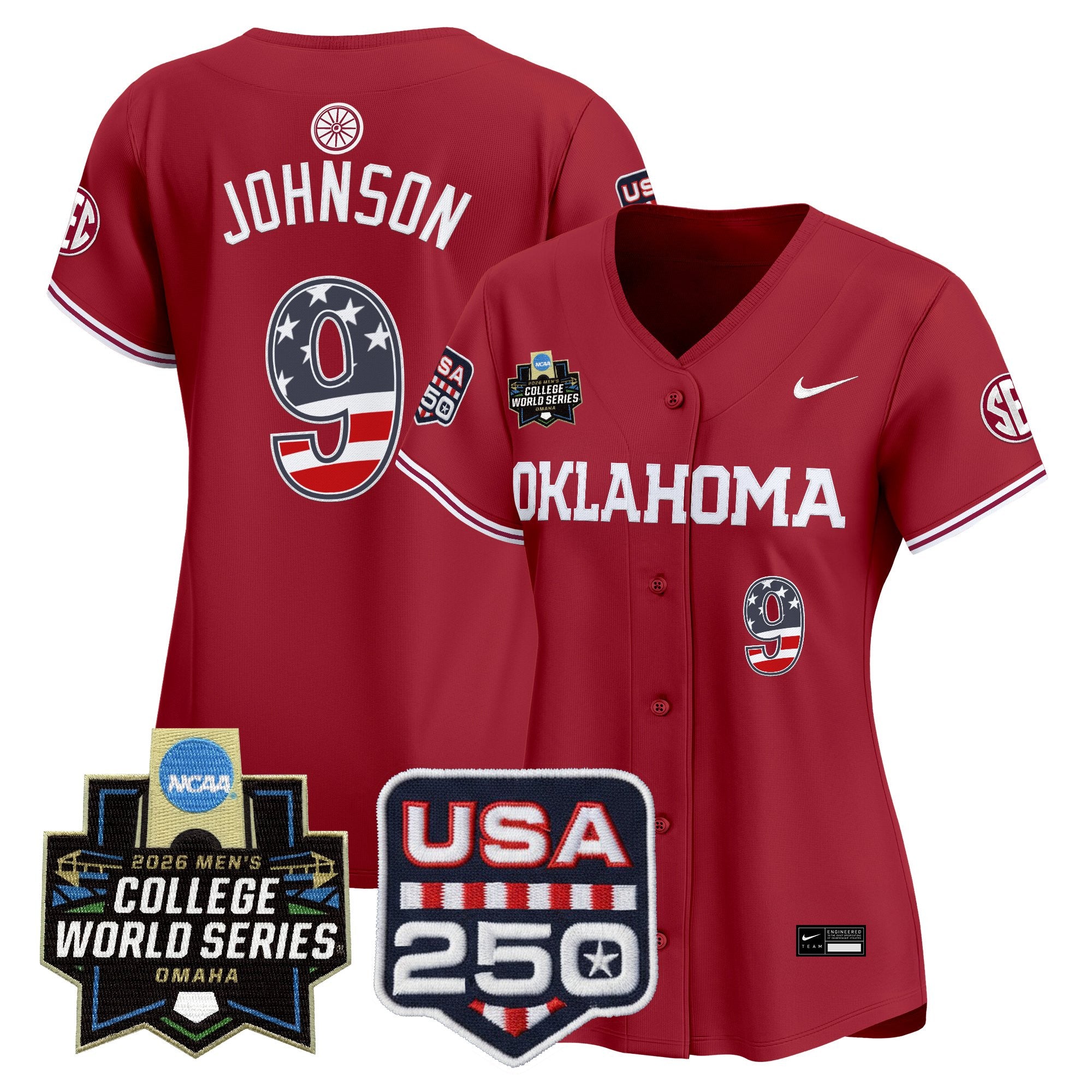 Women's Oklahoma Sooners USA 250 Fourth of July Vapor Premier Limited Jersey - 2026 World Series patch - All Stitched