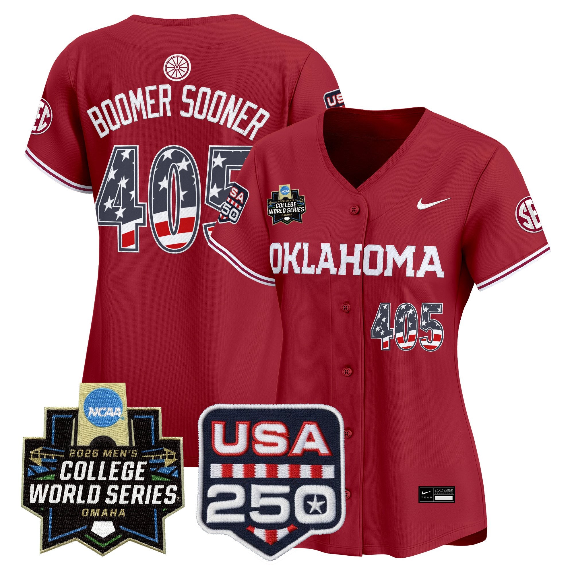 Women's Oklahoma Sooners USA 250 Fourth of July Vapor Premier Limited Jersey - 2026 World Series patch - All Stitched