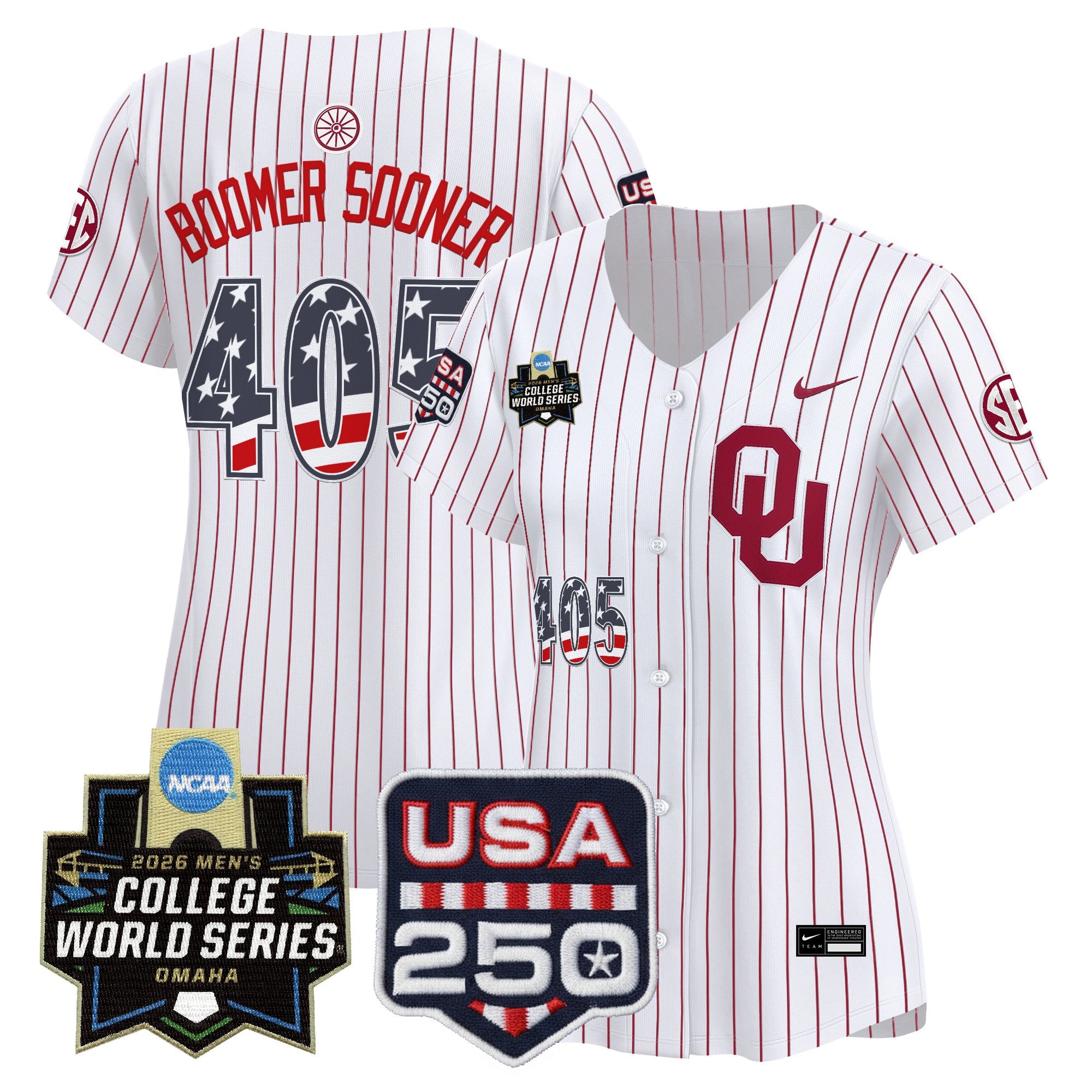 Women's Oklahoma Sooners USA 250 Fourth of July Vapor Premier Limited Jersey - 2026 World Series patch - All Stitched