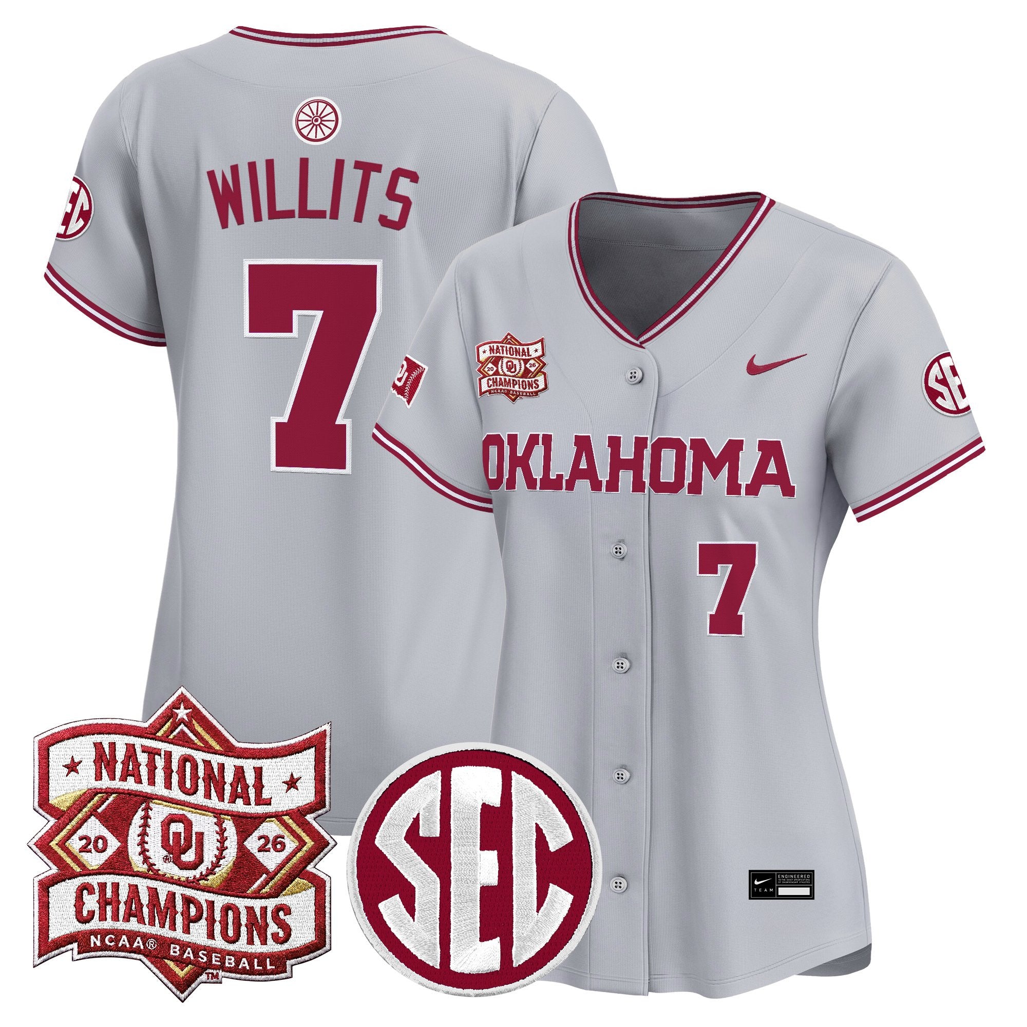 Women's Oklahoma Sooners 2026 National Champions Patch Vapor Premier Limited Jersey - All Stitched