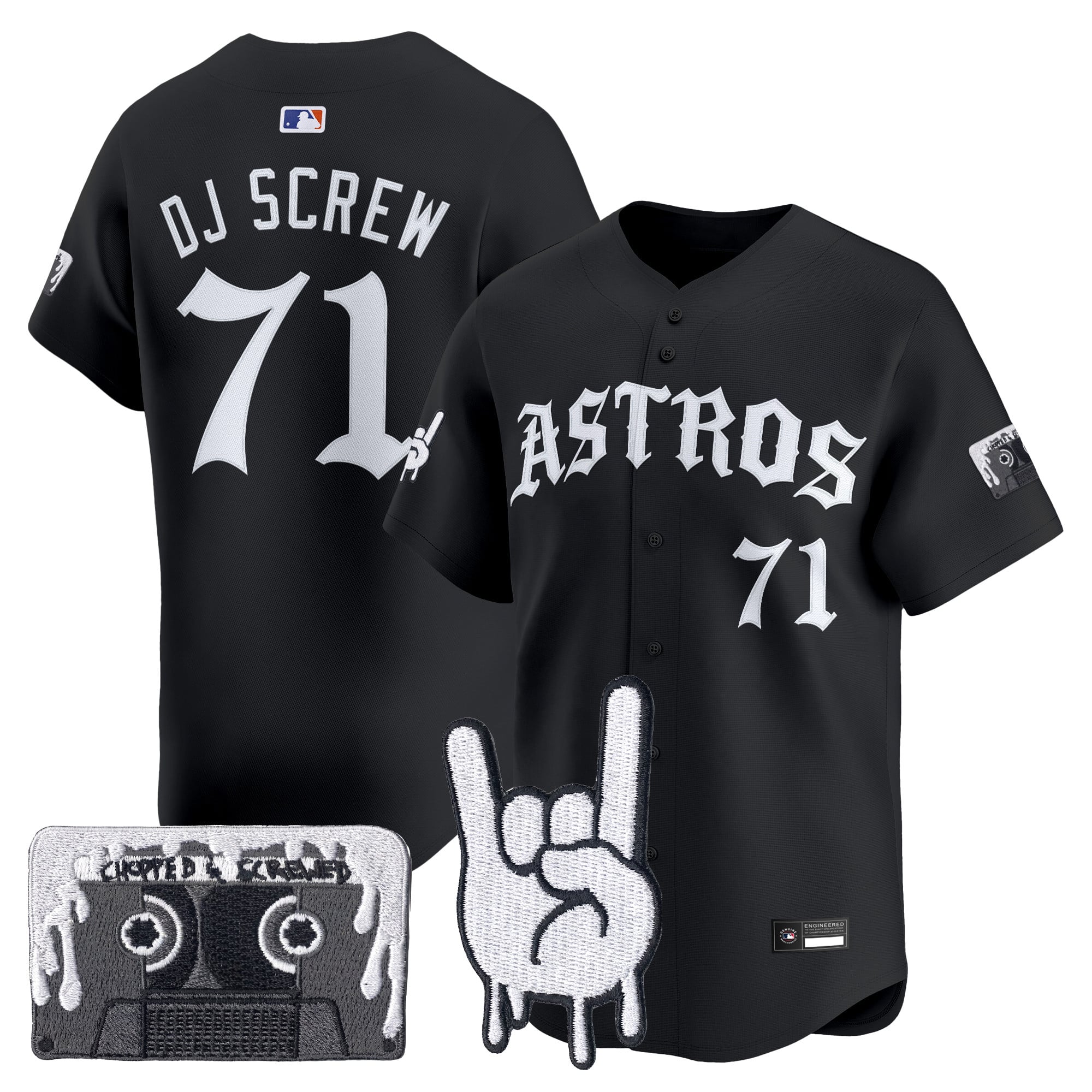 Men's Houston Astros Dj Screw Vapor Premier Limited Jersey - Gothic Edition - All Stitched