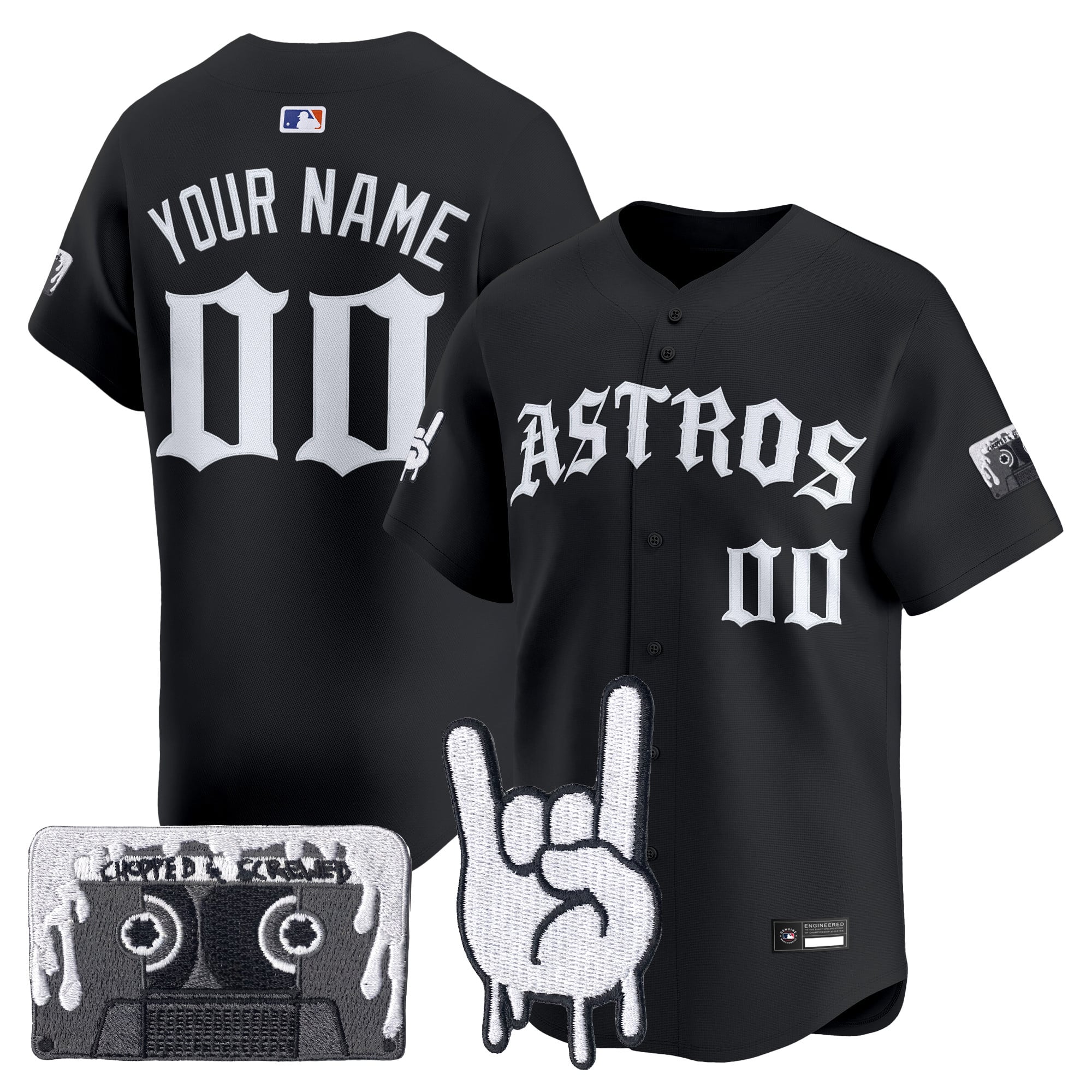 Houston Astros Dj Screw Vapor Premier Limited Custom Jersey - Gothic Edition - All Stitched